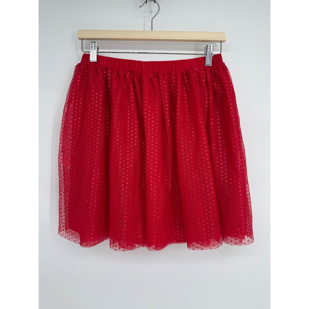 Holiday Time Sz XXL 18 Kids Red Sparkle Tulle Skirt Girls Party Christmas‎